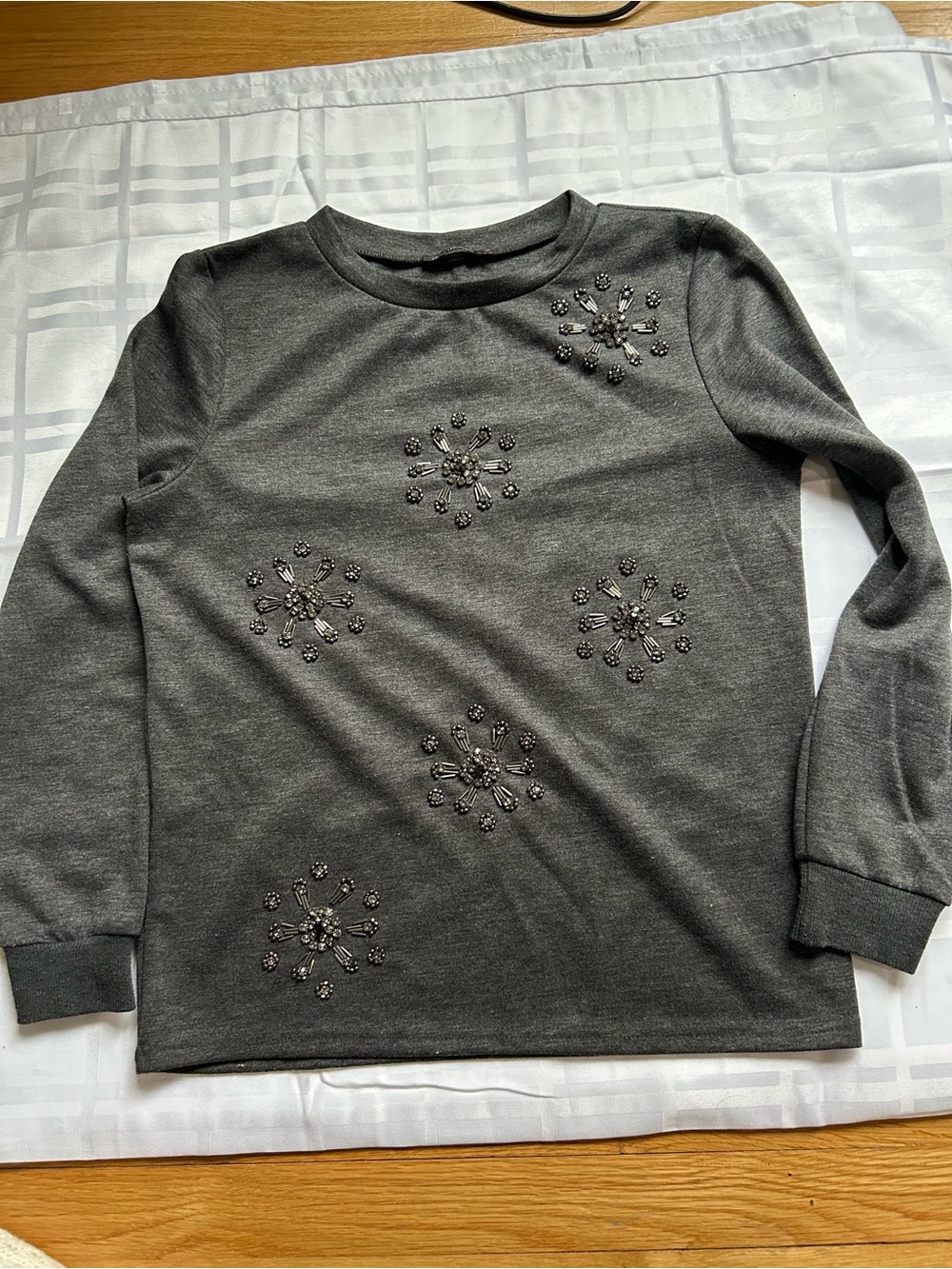 Kira Plastinina Womens Embellished Long-Sleeve Top - Charcoal